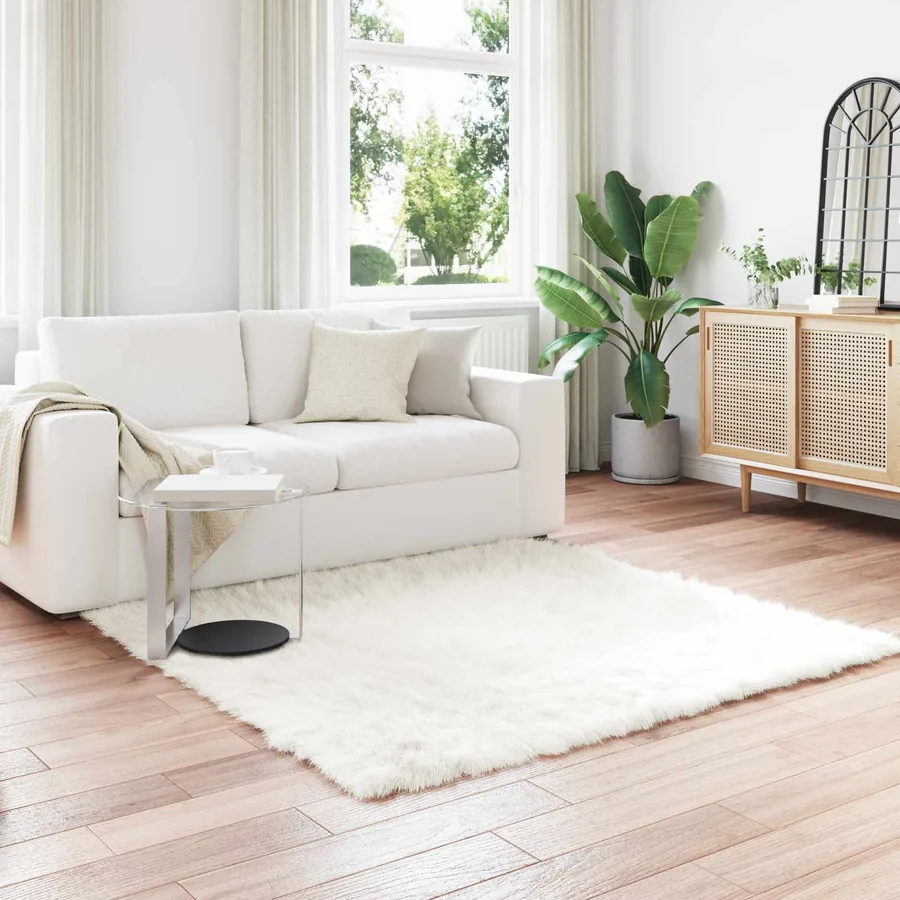 Tapis en fausse TAFALLA Blanc 120 x 120 cm Polyester