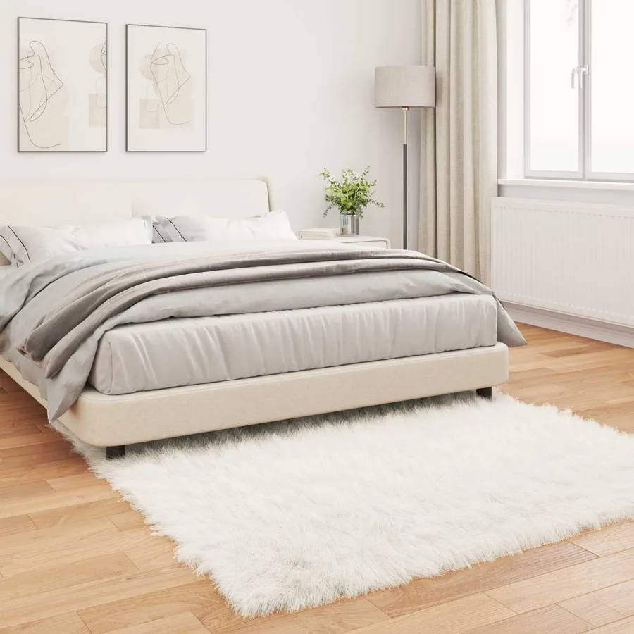 Tapis en fausse TAFALLA Blanc 120 x 120 cm Polyester - 4