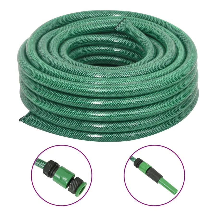 Tuyau d'arrosage avec jeu de raccords vert 0,75" 20 m PVC