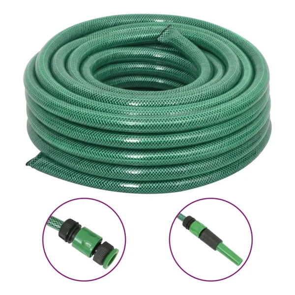 Tuyau d'arrosage avec jeu de raccords vert 0,75" 20 m PVC