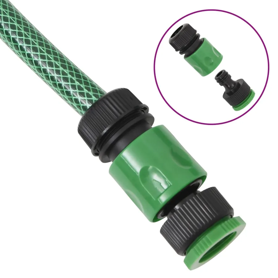 Tuyau d'arrosage avec jeu de raccords vert 0,75" 20 m PVC - 6