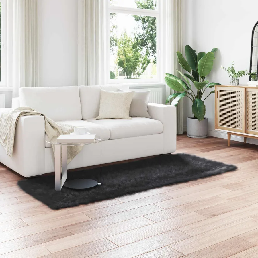 Tapis en fausse TAFALLA Noir 100 x 200 cm Polyester
