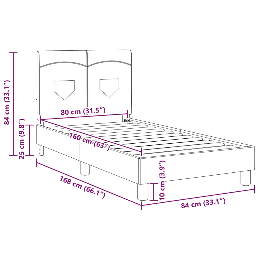 Cadre de lit pour enfants avec tête de lit Rose 80 x 160 cm - 8