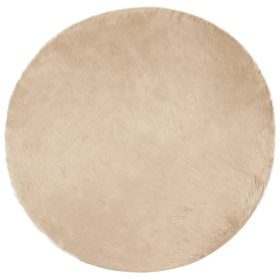 Tapis en fausse TAFALLA Beige Ø 100 cm Polyester - 2