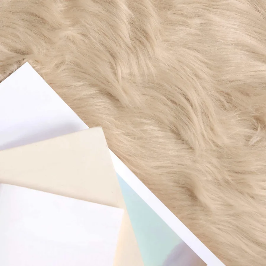Tapis en fausse TAFALLA Beige Ø 100 cm Polyester - 3