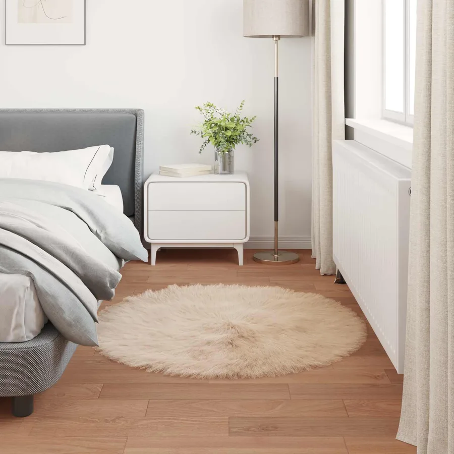 Tapis en fausse TAFALLA Beige Ø 100 cm Polyester - 4