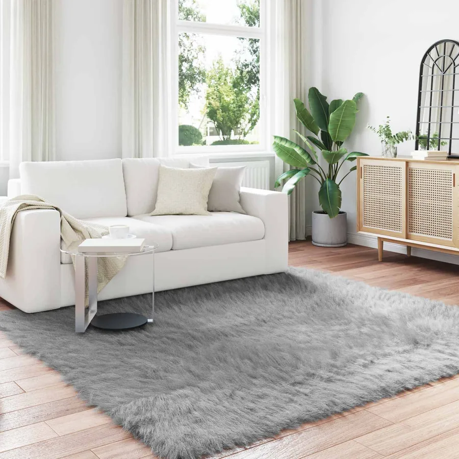 Tapis en fausse TAFALLA Gris 240 x 240 cm Polyester