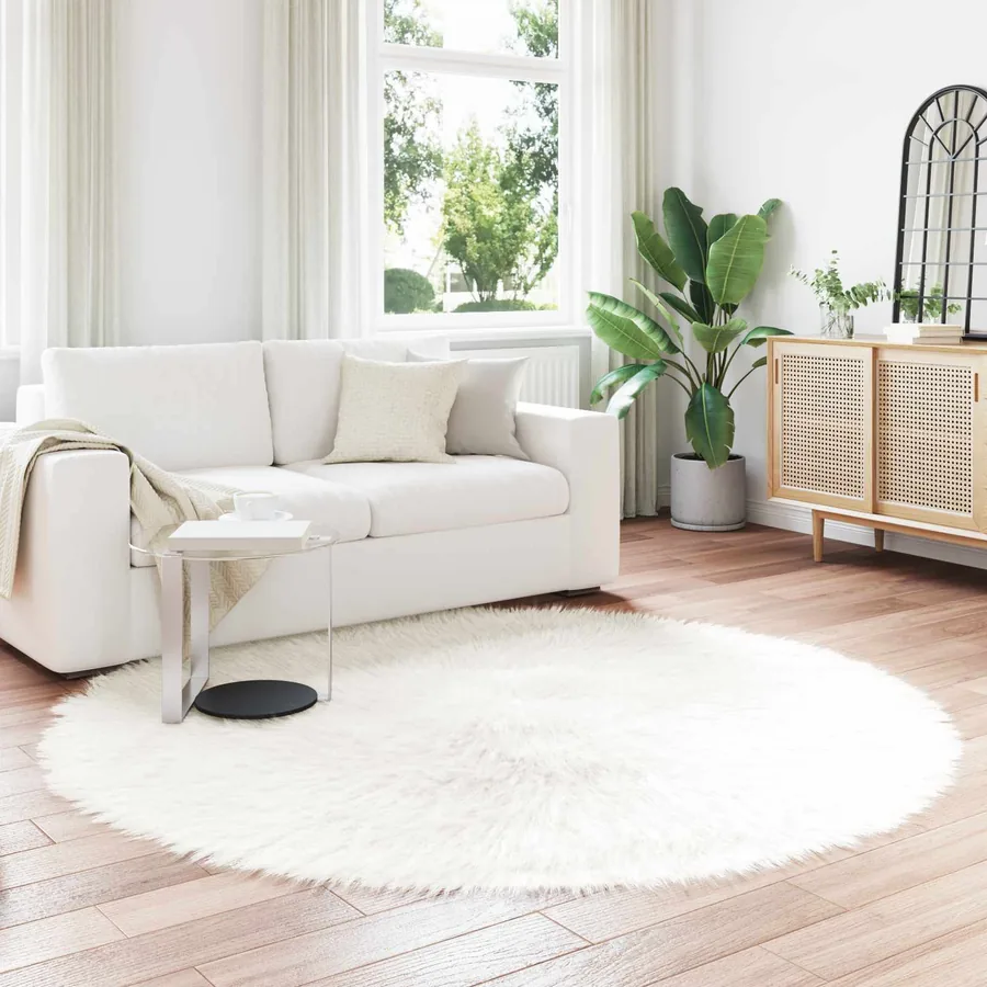 Tapis en fausse TAFALLA Blanc Ø 200 cm Polyester