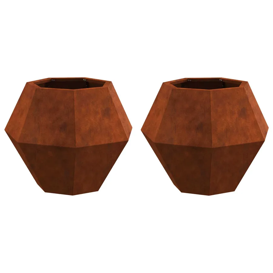 Jardinière 2 pc Rouillé 50 x 50 x 40 cm Acier patiné - 2