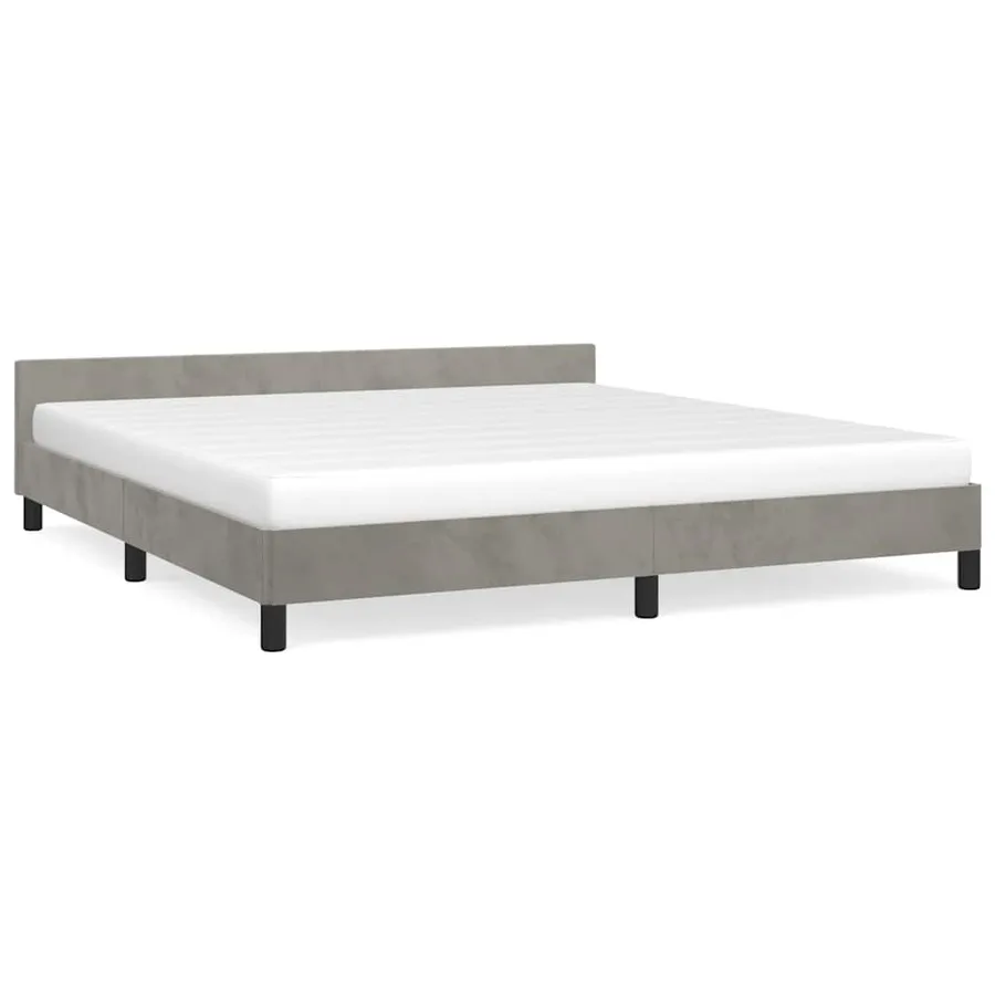 Cadre de lit sans matelas gris clair 160x200 cm velours - 2