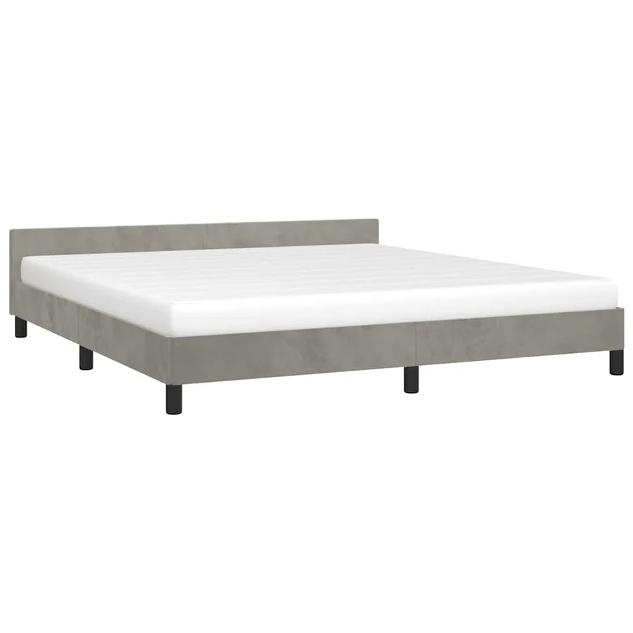 Cadre de lit sans matelas gris clair 160x200 cm velours - 3