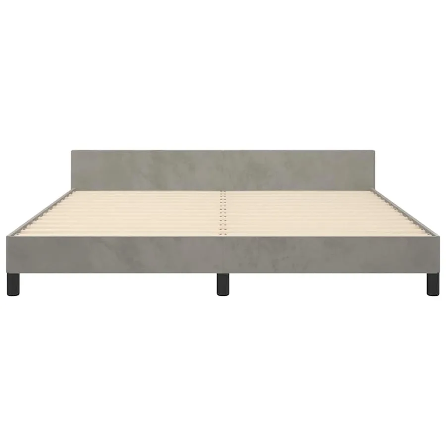 Cadre de lit sans matelas gris clair 160x200 cm velours - 5