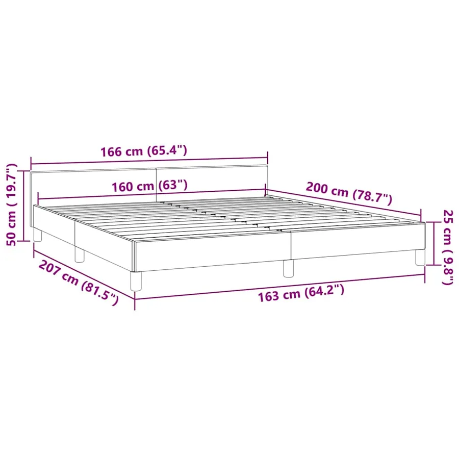 Cadre de lit sans matelas gris clair 160x200 cm velours - 9