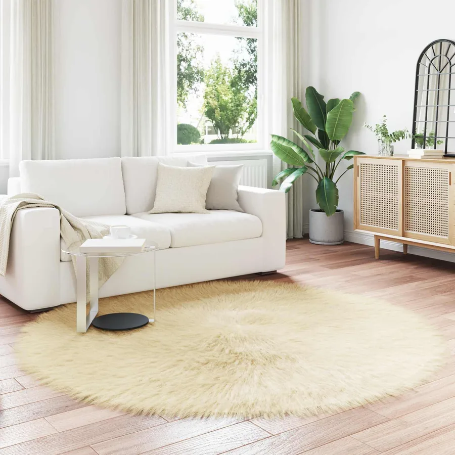 Tapis en fausse TAFALLA Crème Ø 200 cm Polyester