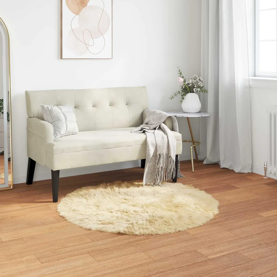 Tapis en fausse TAFALLA Crème Ø 120 cm Polyester