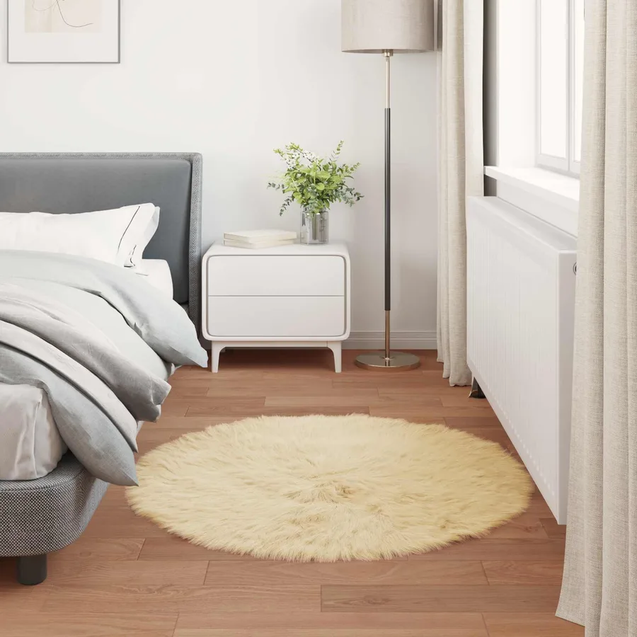 Tapis en fausse TAFALLA Crème Ø 120 cm Polyester - 4