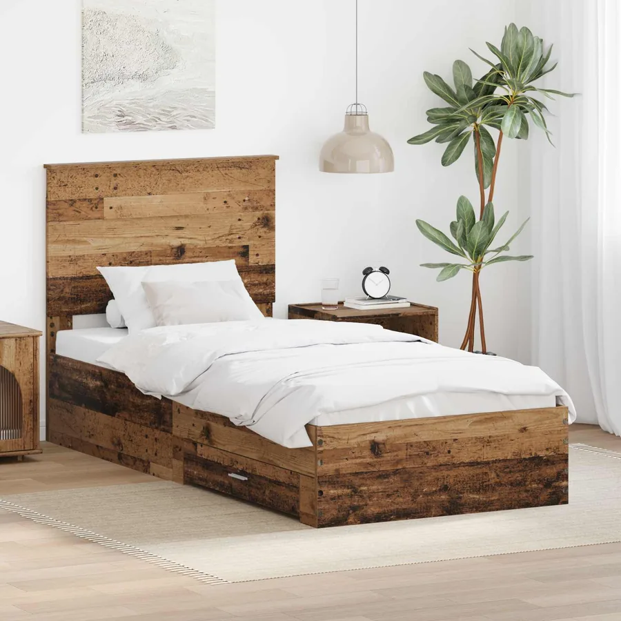 Cadre de lit Bois ancien 90 x 200 cm Bois d'ingénierie