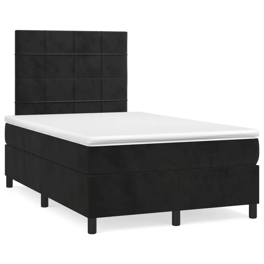 Sommier à lattes de lit avec matelas Noir 120x200 cm Velours - 2