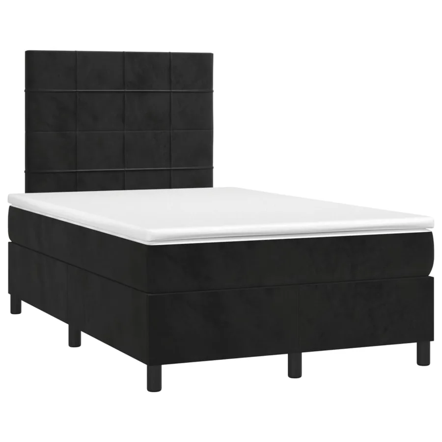 Sommier à lattes de lit avec matelas Noir 120x200 cm Velours - 3