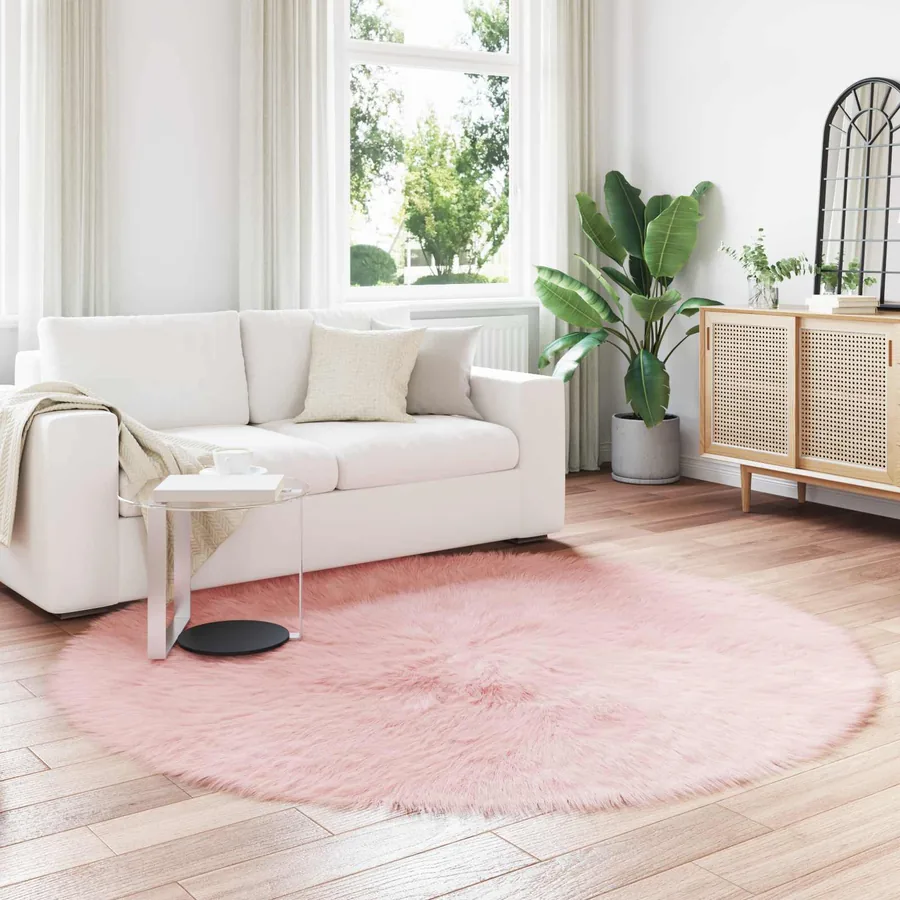 Tapis en fausse TAFALLA Rose Ø 160 cm Polyester