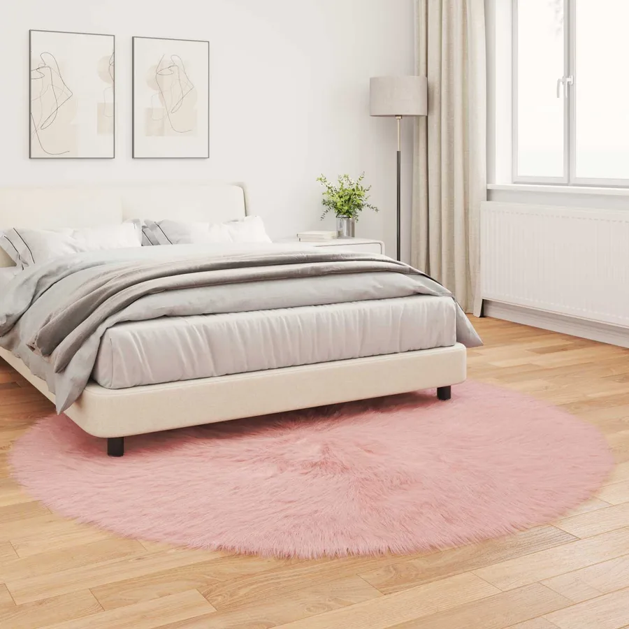 Tapis en fausse TAFALLA Rose Ø 160 cm Polyester - 4