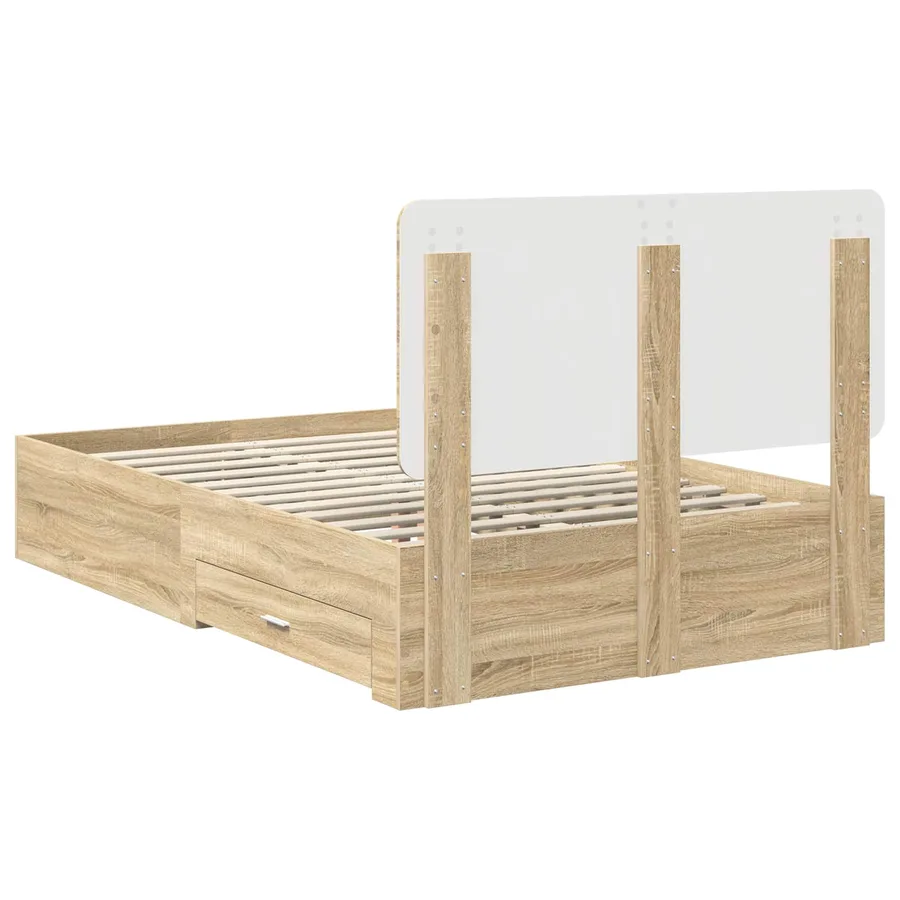 Cadre de lit Chêne Sonoma 135 x 190 cm Bois d'ingénierie - 10