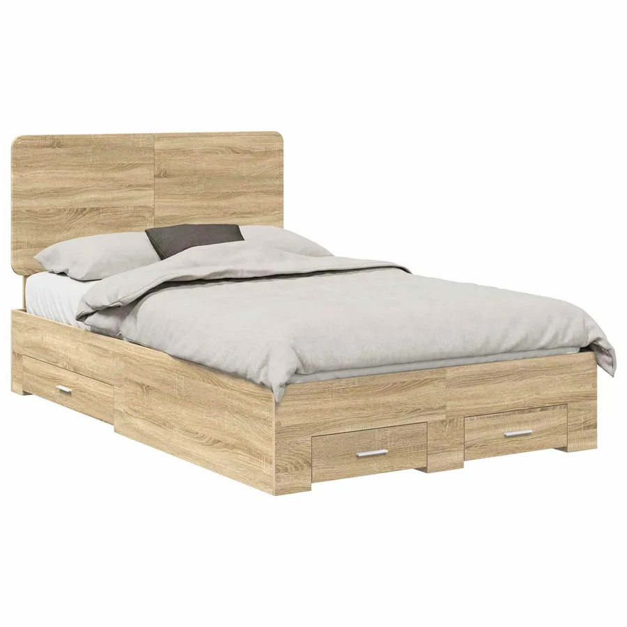 Cadre de lit Chêne Sonoma 135 x 190 cm Bois d'ingénierie - 2