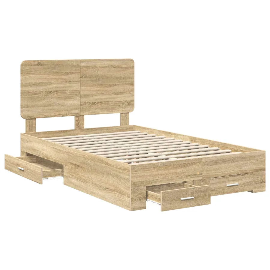 Cadre de lit Chêne Sonoma 135 x 190 cm Bois d'ingénierie - 5