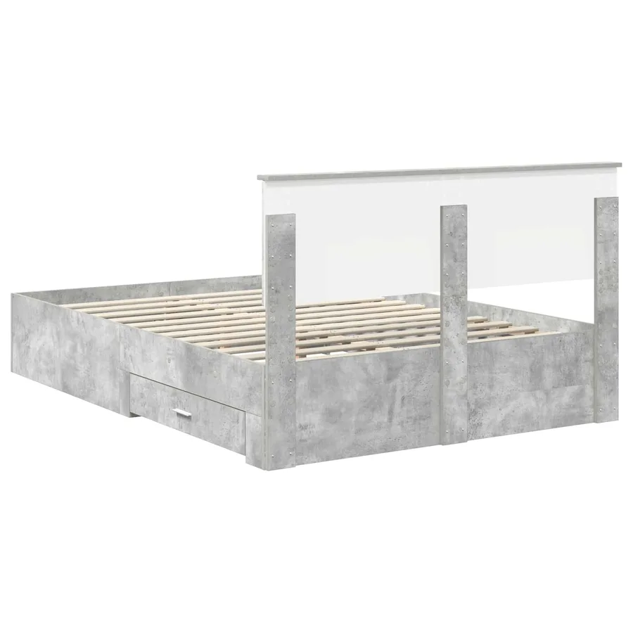 Cadre de lit Gris béton 140 x 200 cm Bois d'ingénierie - 10
