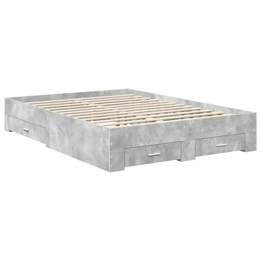 Cadre de lit Gris béton 140 x 200 cm Bois d'ingénierie - 6