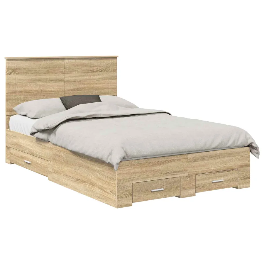 Cadre de lit Chêne Sonoma 135 x 190 cm Bois d'ingénierie - 2
