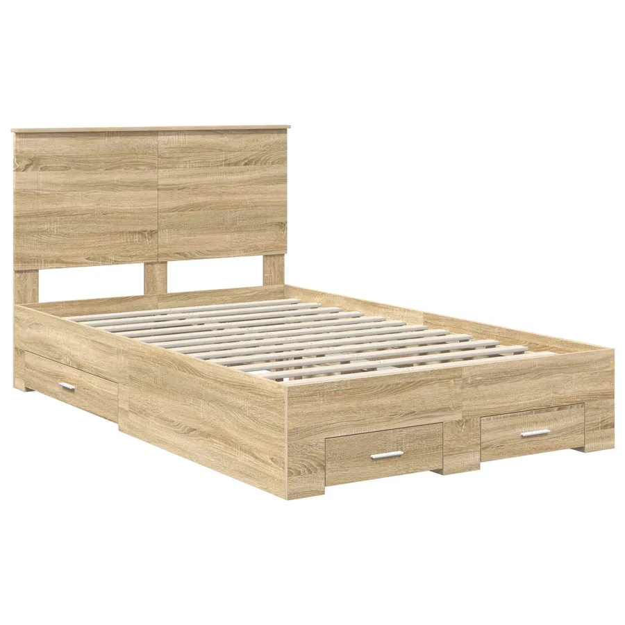 Cadre de lit Chêne Sonoma 135 x 190 cm Bois d'ingénierie - 4