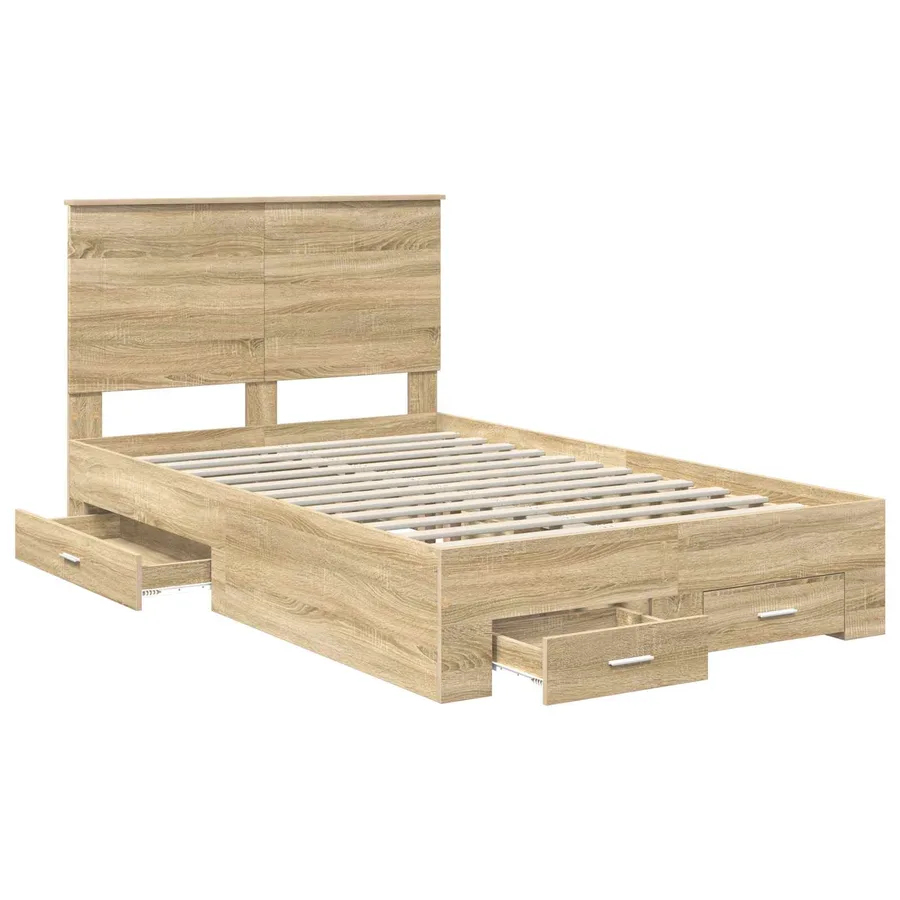Cadre de lit Chêne Sonoma 135 x 190 cm Bois d'ingénierie - 5