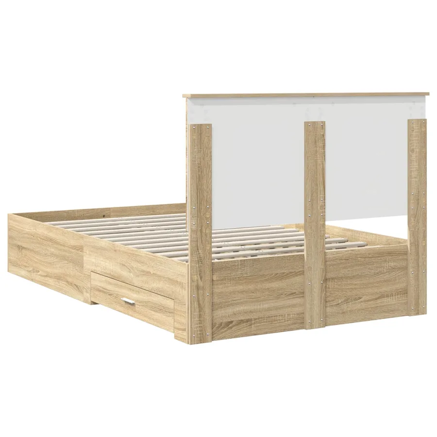 Cadre de lit Chêne Sonoma 135 x 190 cm Bois d'ingénierie - 8