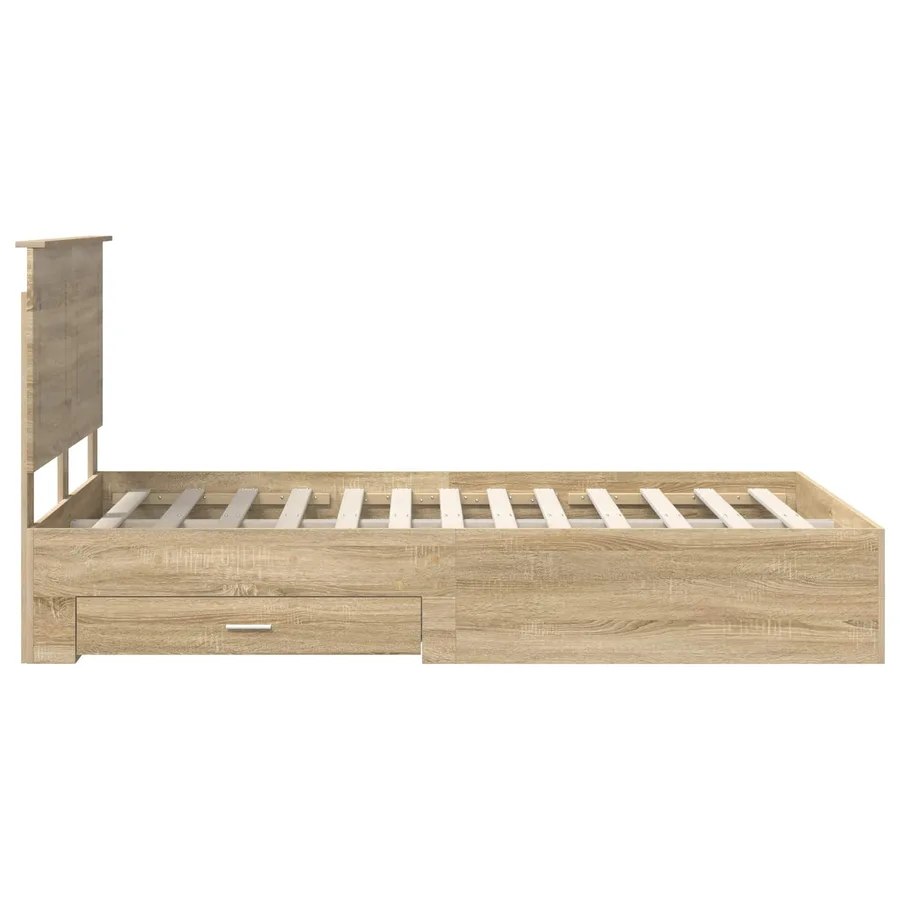 Cadre de lit Chêne Sonoma 135 x 190 cm Bois d'ingénierie - 9