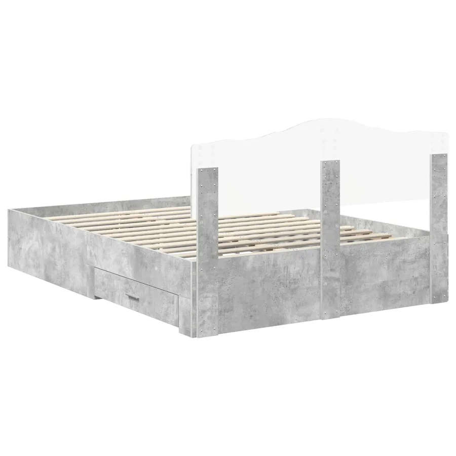 Cadre de lit Gris béton 140 x 200 cm Bois d'ingénierie - 8