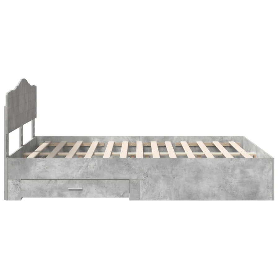 Cadre de lit Gris béton 140 x 200 cm Bois d'ingénierie - 9