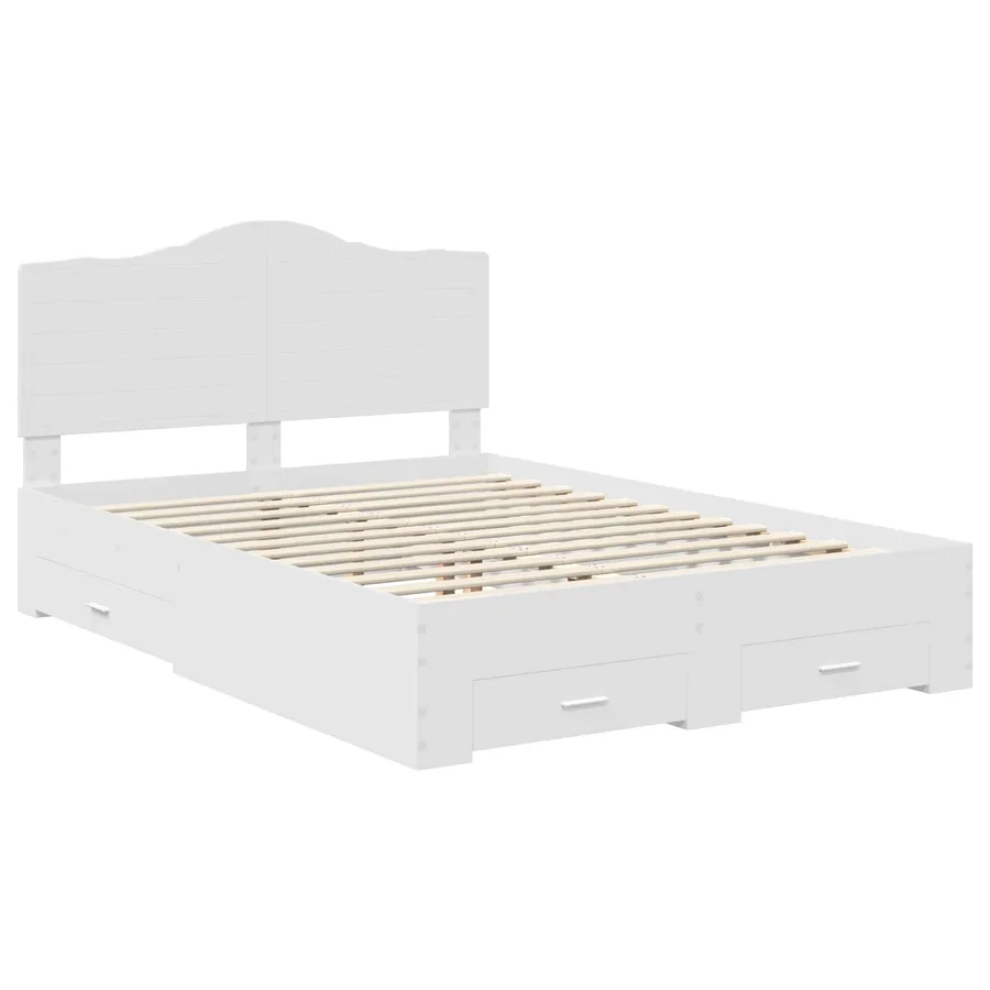 Cadre de lit avec tiroir Blanc 140 x 190 cm Bois d'ingénierie - 4