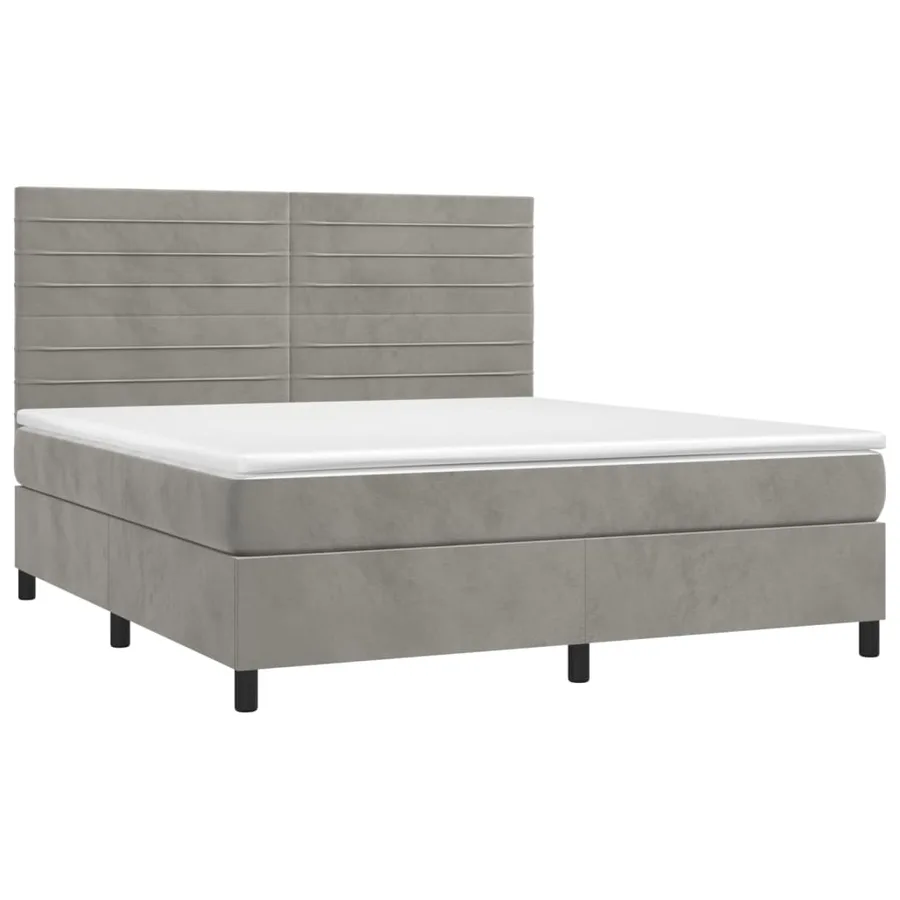 Sommier à lattes de lit avec matelas LED Gris clair 160x200 cm - 3
