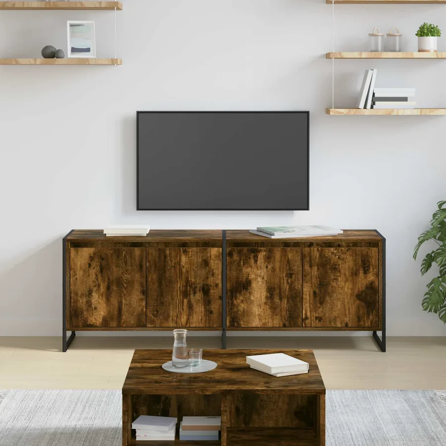 Meuble TV Chêne Fumé 140 x 36 x 49.5 cm Bois d'ingénierie