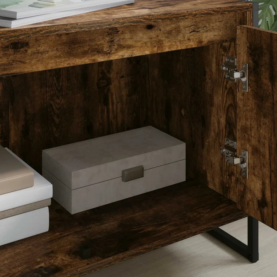 Meuble TV Chêne Fumé 140 x 36 x 49.5 cm Bois d'ingénierie - 4