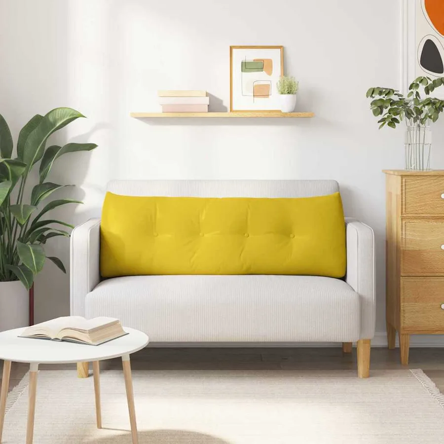Coussin de Dos Jaune 140 x 24 x 50 cm Velours - 4