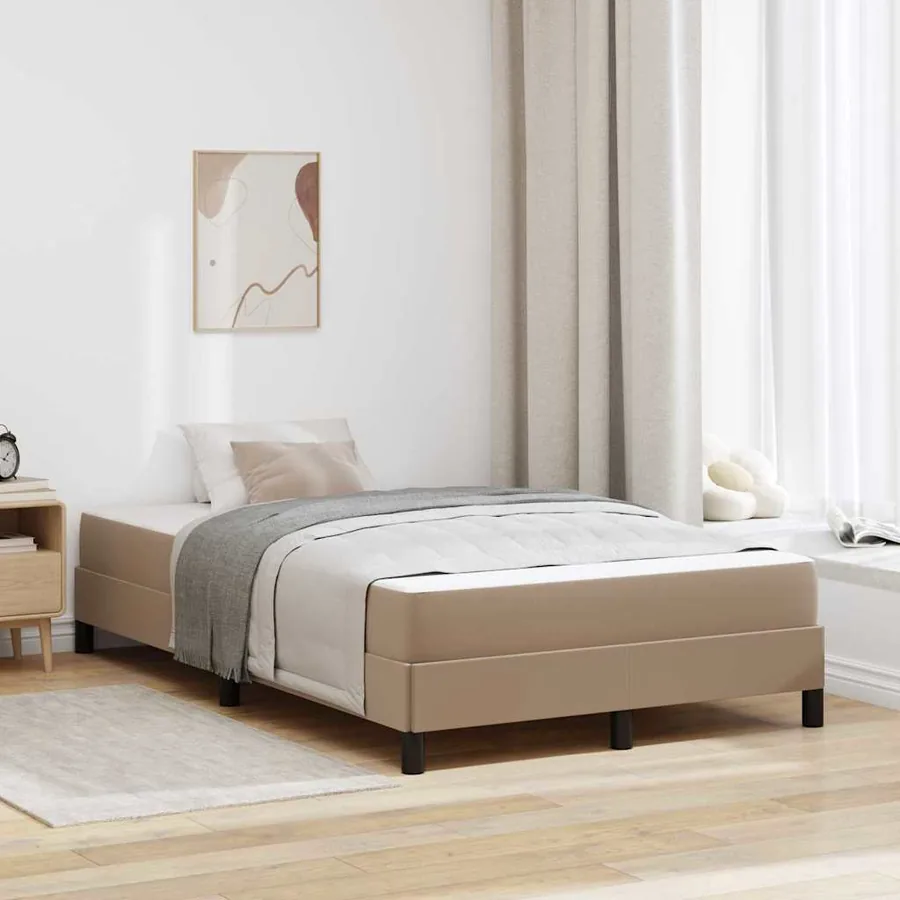 Cadre de lit avec matelas Cappuccino 120 x 190 cm tissu
