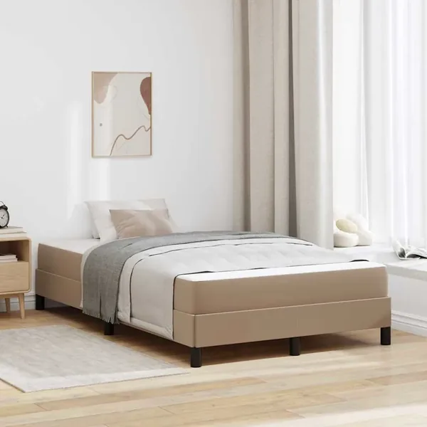 Cadre de lit avec matelas Cappuccino 120 x 190 cm tissu