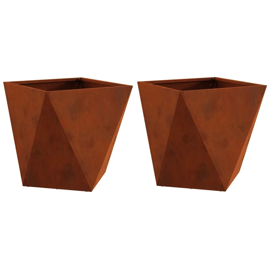 Jardinière 2 pc Rouillé 50 x 50 x 50 cm Acier patiné - 2