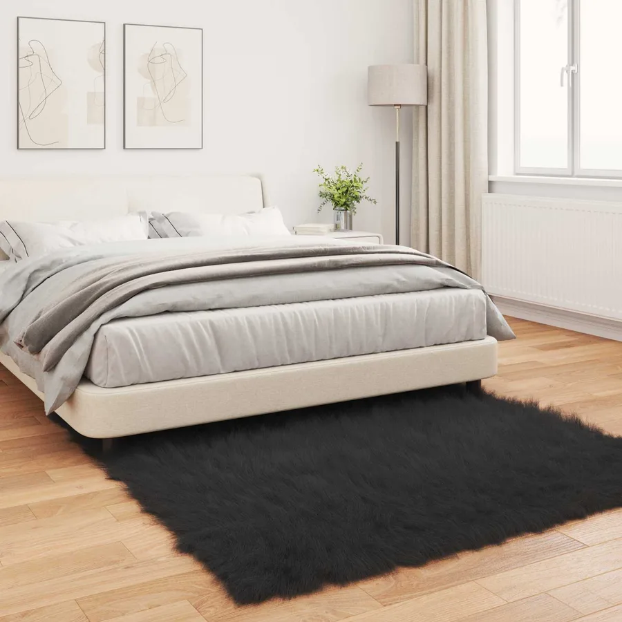 Tapis en fausse TAFALLA Noir 160 x 160 cm Polyester - 4