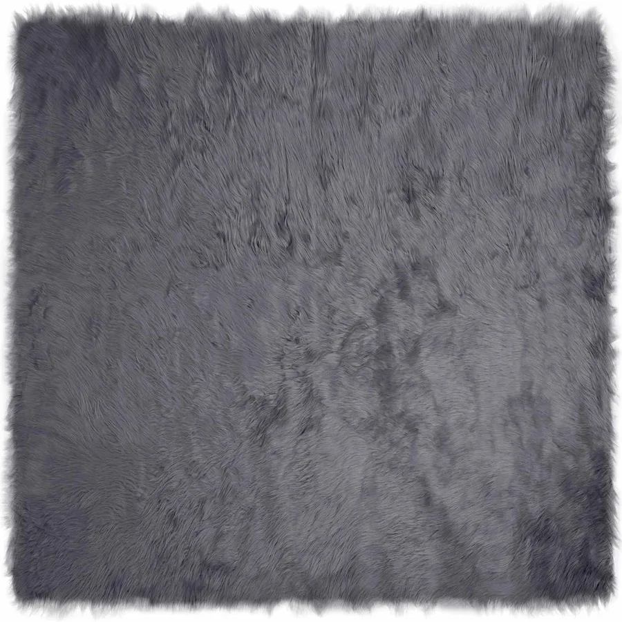 Tapis en fausse TAFALLA Anthracite 120 x 120 cm Polyester - 2