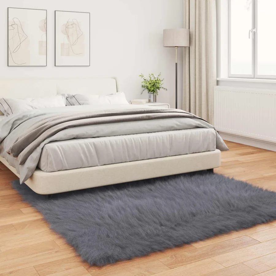Tapis en fausse TAFALLA Anthracite 120 x 120 cm Polyester - 4