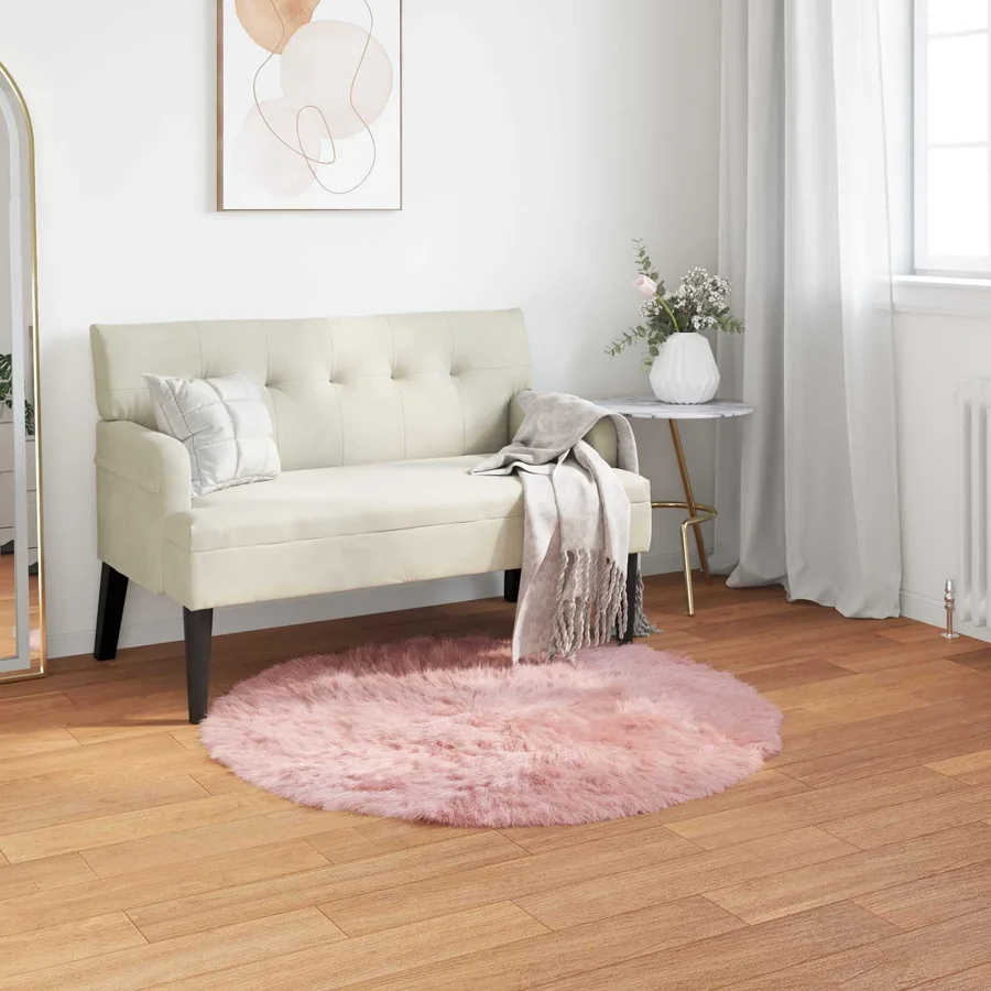 Tapis en fausse TAFALLA Rose Ø 80 cm Polyester