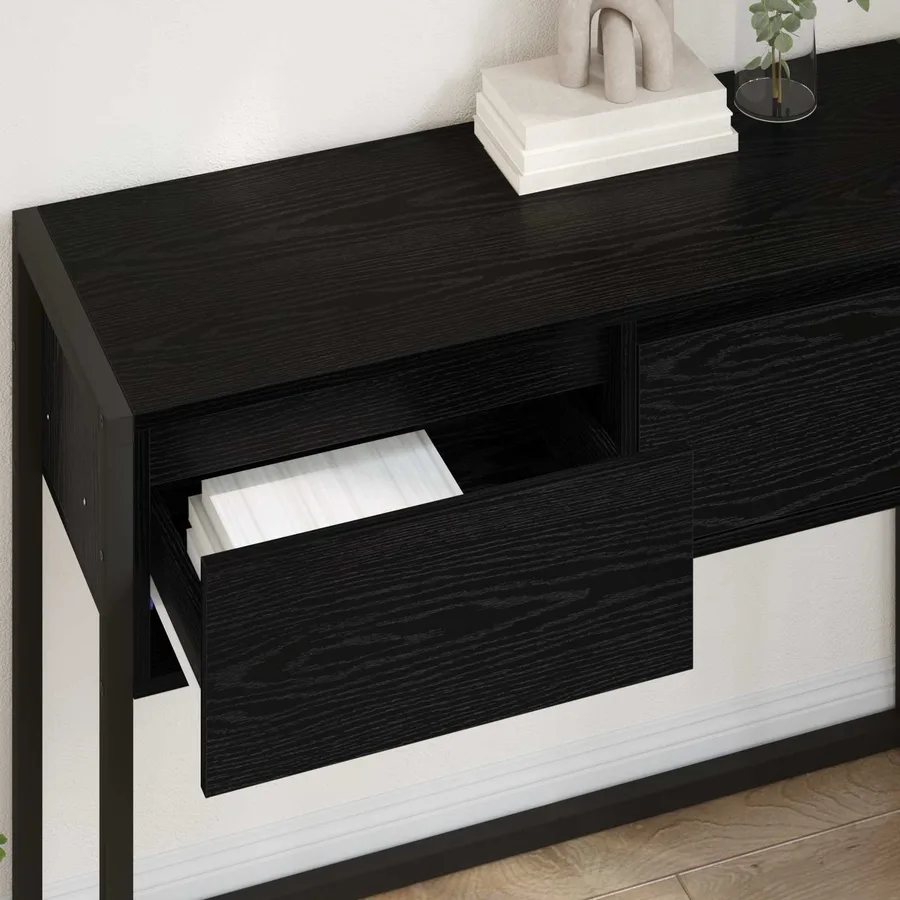 Table d'appoint Chêne noir 100 x 36 x 75 cm Bois d'ingénierie - 4